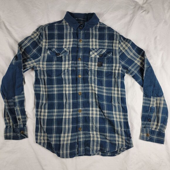 Roark Revival Mens Medium Blue Plaid Flannel Shirt Long Sleeve Button Up Casual - Picture 1 of 11
